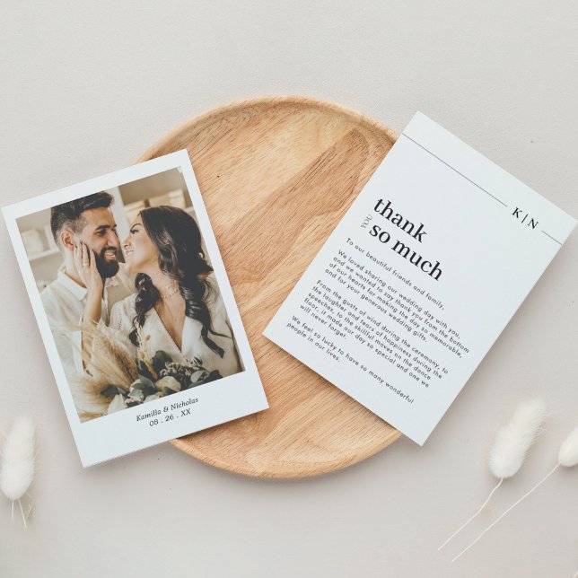 Einfache Foto-Monogramm-Hochzeit Dankeskarte (Von Creator hochgeladen)
