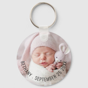 Einfache Foto Name Geburtsdatum Schlüsselanhänger