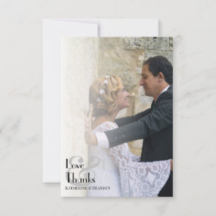 Einfache Foto-Overlay Moderne Typografie Hochzeit Dankeskarte