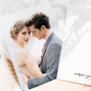 Einfache Foto Paare Kalligraphienamen Hochzeit Einladung