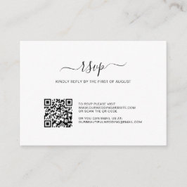 Einfache Foto QR Code Budget Hochzeit RSVP Card Mitteilungskarte