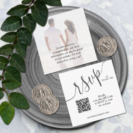Einfache Foto QR Code Hochzeit Begleitkarte