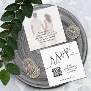 Einfache Foto QR Code Hochzeit Begleitkarte
