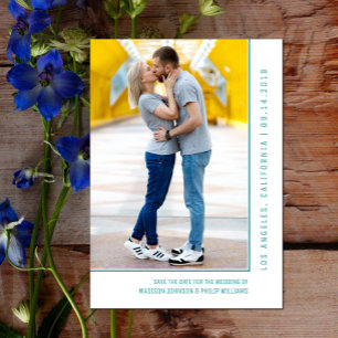 Einfache Foto Save the Date AQUAMARIN