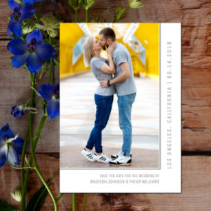 Einfache Foto Save the Date Grau