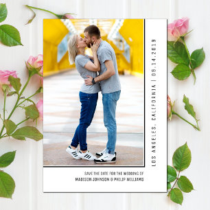 Einfache Foto Save the Date   Schwarz