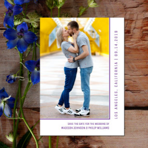 Einfache Foto Save the Date Violett Lila