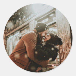 Einfache Foto Thema Hochzeit Einladungs-Aufkleber Runder Aufkleber