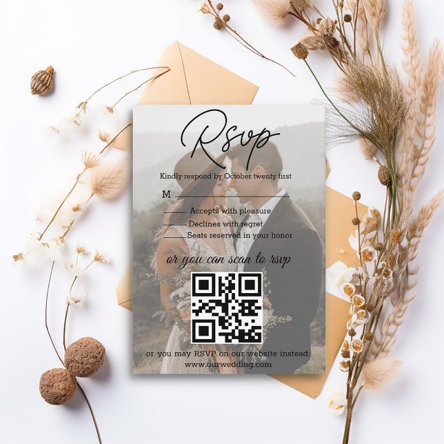 Einfache Foto uAwg Hochzeit qr Code-Umschließungsk Begleitkarte (Von Creator hochgeladen)