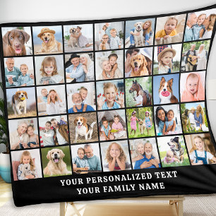 Einfache FotoCollage 35 Picture Black Personalisie Fleecedecke