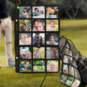 Einfache Fotocollage mit personalisiertem Monogram Golfhandtuch