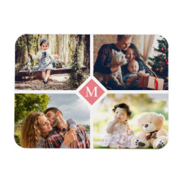 Einfache FotoCollage mit vier Familien Magnet