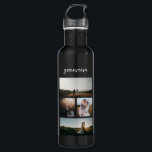 Einfache FotoCollage Modern Edelstahlflasche<br><div class="desc">Moderne Wasserflasche mit einem einfachen und minimalen Design mit einer Foto-Collage von vier Ihrer Lieblingsfotos zusammen mit Ihrem Namen in einem eleganten Drehbuch.</div>