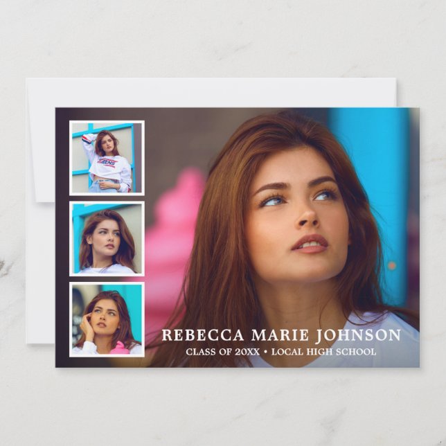Einfache FotoCollage Moderner Abschluss Ankündigung (Vorderseite)