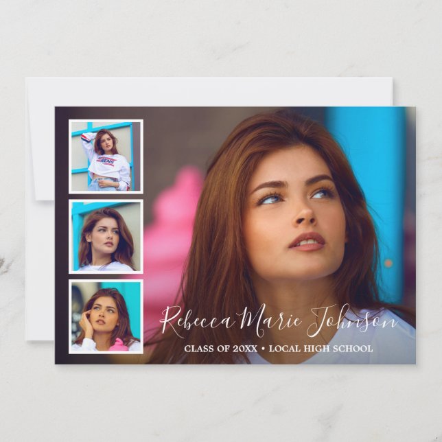 Einfache FotoCollage Moderner Abschluss Ankündigung (Vorderseite)