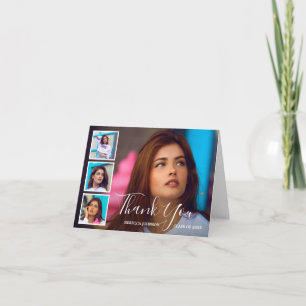 Einfache FotoCollage Moderner Abschluss Dankeskarte