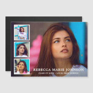 Einfache FotoCollage Moderner Abschluss Magneteinladung