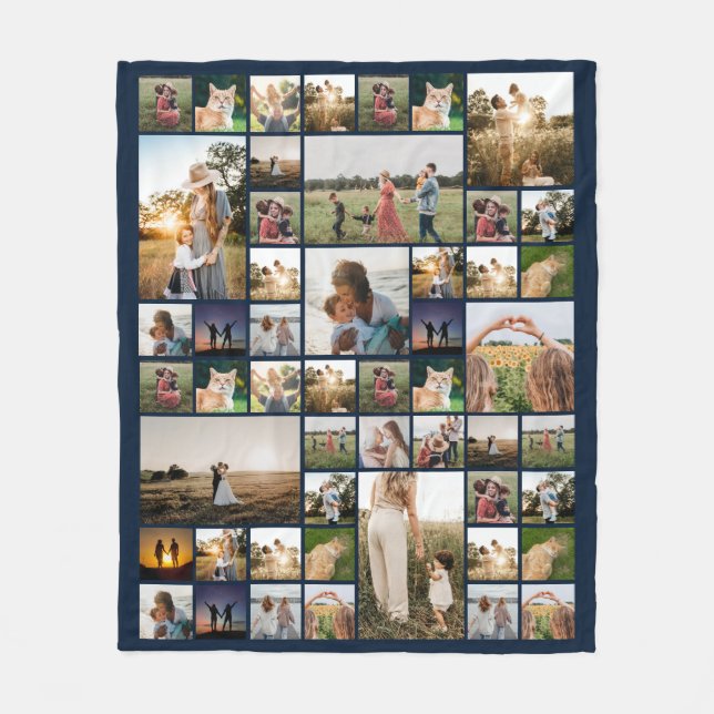 Einfache FotoCollage Personalisiert Fleecedecke (Vorderseite)