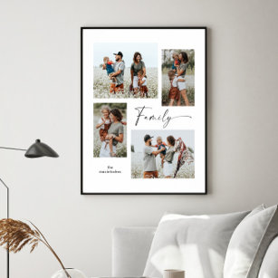 Einfache FotoCollage Schwarz und Weiß Familie Poster