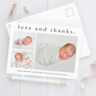 Einfache Fotogeburtsanzeige Danke Postkarte