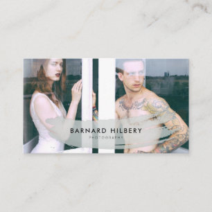 Einfache Fotograf Grau Pinselstriche Stroke Busine Visitenkarte