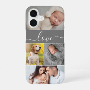 Einfache Fotos Collage Love Schriftzug Benutzerdef iPhone 16 Hülle