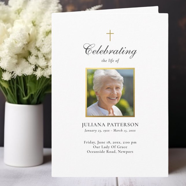 Einfache Fotos mit Goldkreuz Beerdigungsauftrag Programm (Von Creator hochgeladen)