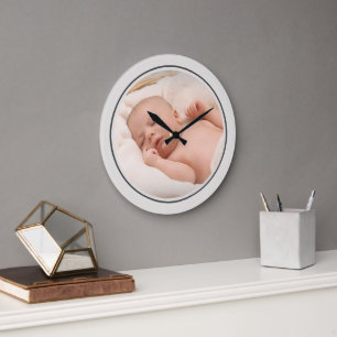 Einfache Fotovorlage Personalisierter Rahmen Große Wanduhr