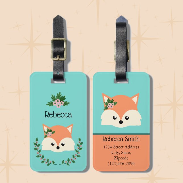 Einfache Fox Personalisiert Gepäckanhänger (Cute Adorable Personalized Cartoon Fox Luggage Tags.)
