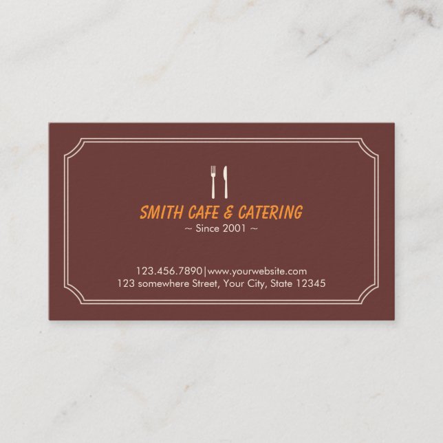 Einfache Frame Cafe & Catering Business Card Visitenkarte (Vorderseite)