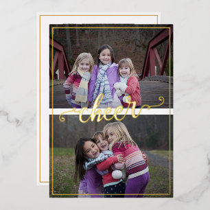 Einfache Frame Script-Handgeschriebener Chef 3 Fot Folien Feiertagskarte