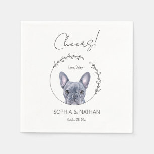 Einfache französische Bulldogge Hochzeitcocktail N Serviette
