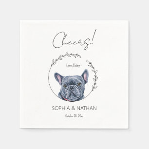 Einfache französische Bulldogge Hochzeitcocktail N Serviette
