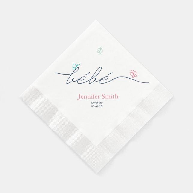 Einfache französische Butterfly-Babydusche und seh Serviette (Ecke)