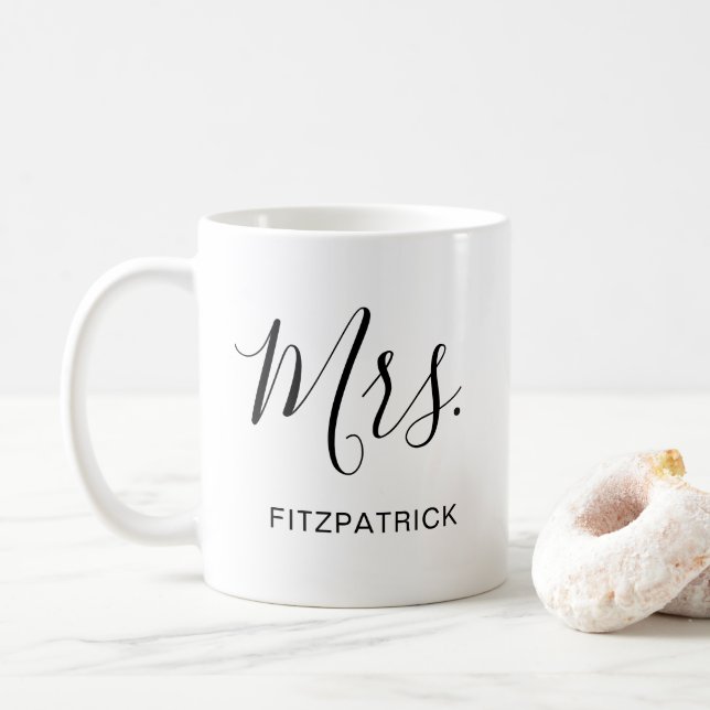 Einfache Frau Nachname Braut Hochzeit Kaffeetasse (Mit Donut)