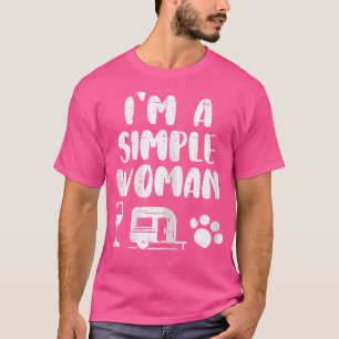 Einfache Frau Wein Camping Van Paw Dog Katze trink T-Shirt