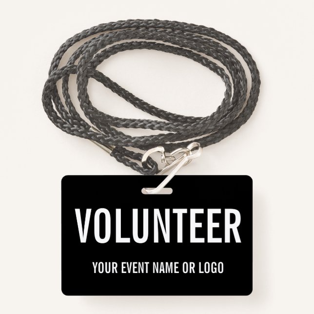 Einfache Freiwilligenveranstaltung Schwarz-weiß Ausweis (Vorderseite mit Schlüsselband)