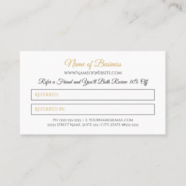 Einfache Freundschaftswerbung Elegant Schwarz und  Empfehlungskarte (Vorderseite)