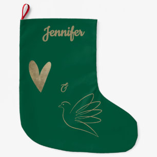 Einfache Frieden-und-Liebe-Taube-Foto-Weihnachtska Großer Weihnachtsstrumpf