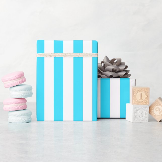 Einfache Frische Aqua und Weiß Geschenkpapier (Babyparty)