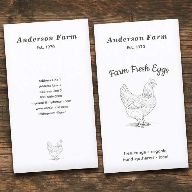 Einfache Frische Eier mit Hen Vertikal Visitenkarte (Simple Farm Fresh Eggs with Hen Vertical Business Card)