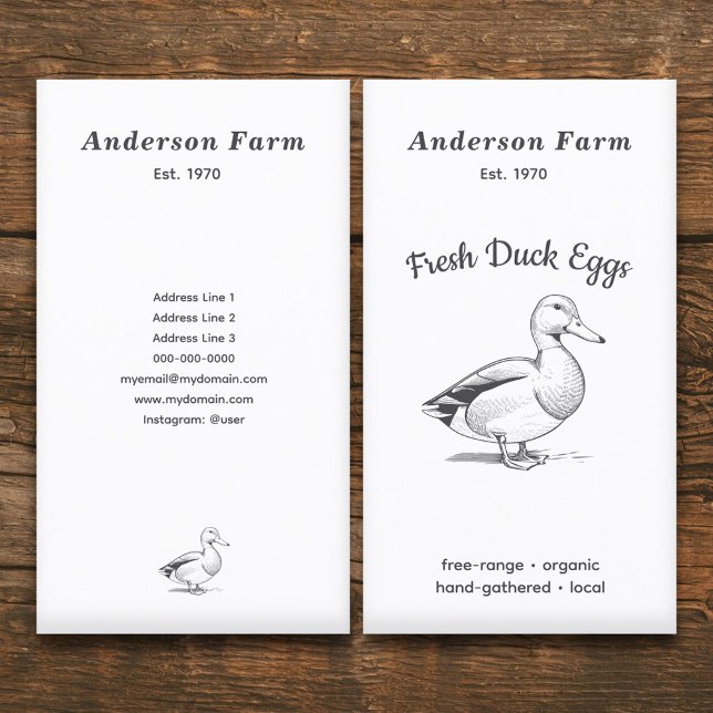 Einfache frische Enteneier Visitenkarte (Simple Fresh Farm Duck Eggs Vertical Business Card)