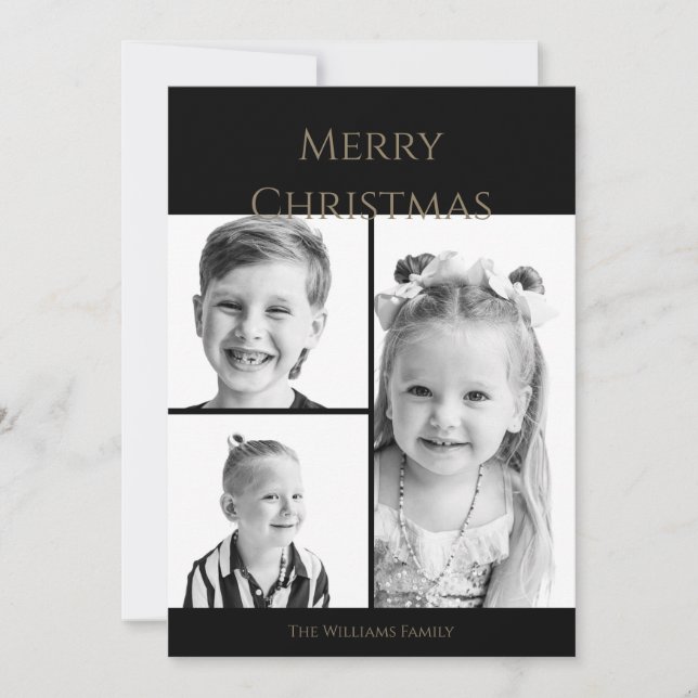 Einfache Frohe Weihnachten B/W-Fotocollage (Vorderseite)