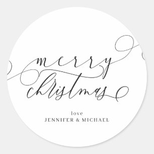 Einfache Frohe Weihnachten Signatur Runder Aufkleber
