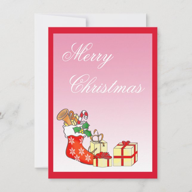 Einfache frohe Weihnachts-Pink-Karte (Vorderseite)
