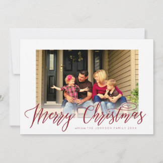 Einfache Frohe Weihnachts-Script-Foto Gruß Feiertagskarte