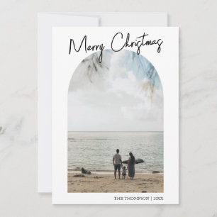 Einfache frohe Weihnachtsbaum-Foto-Familie Feiertagskarte