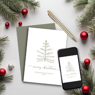 Einfache frohe Weihnachtsbaumschrift Typografie Feiertagskarte