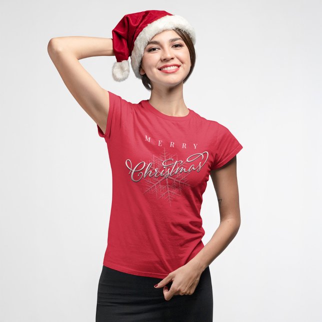 Einfache frohe Weihnachtsschrift T-Shirt (Merry Christmas custom womens t shirt. )