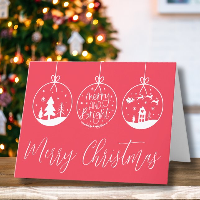 Einfache, fröhliche und helle Weihnachten (Simple Merry And Bright Red Christmas Holiday Card)